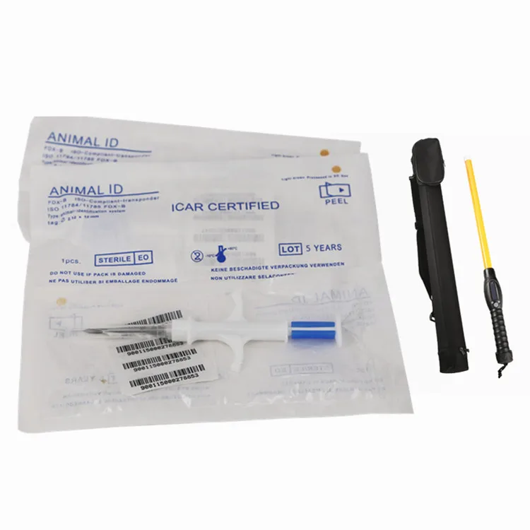 RFID микрочип для домашних животных с иголкой для крупного рогатого скота/собаки/кошки, ISO 11784/5 ICAR 2,12x12 мм