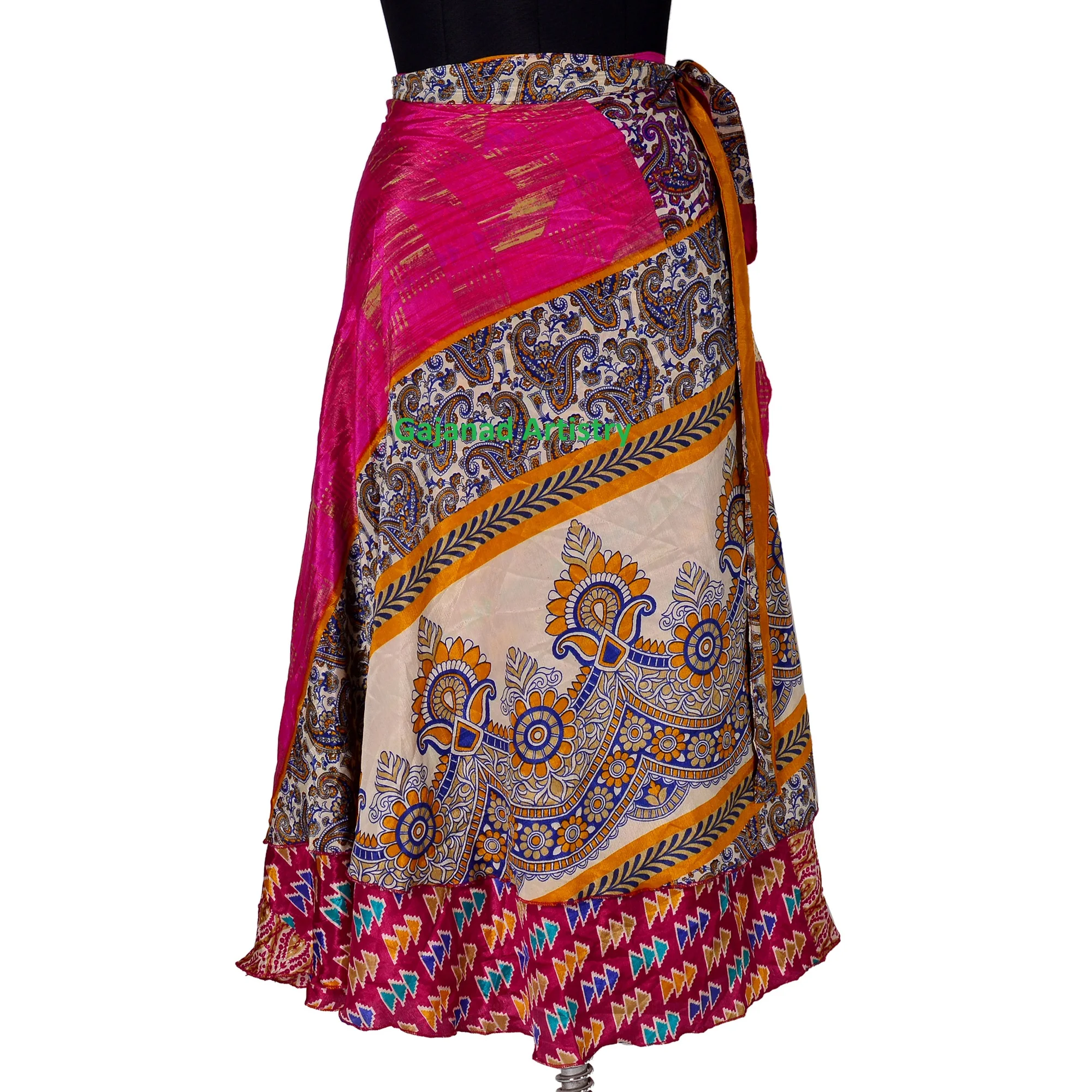 wholesale lots sari silk wrap skirt reversible and lightweight floaty double layer skirt long skirts ties