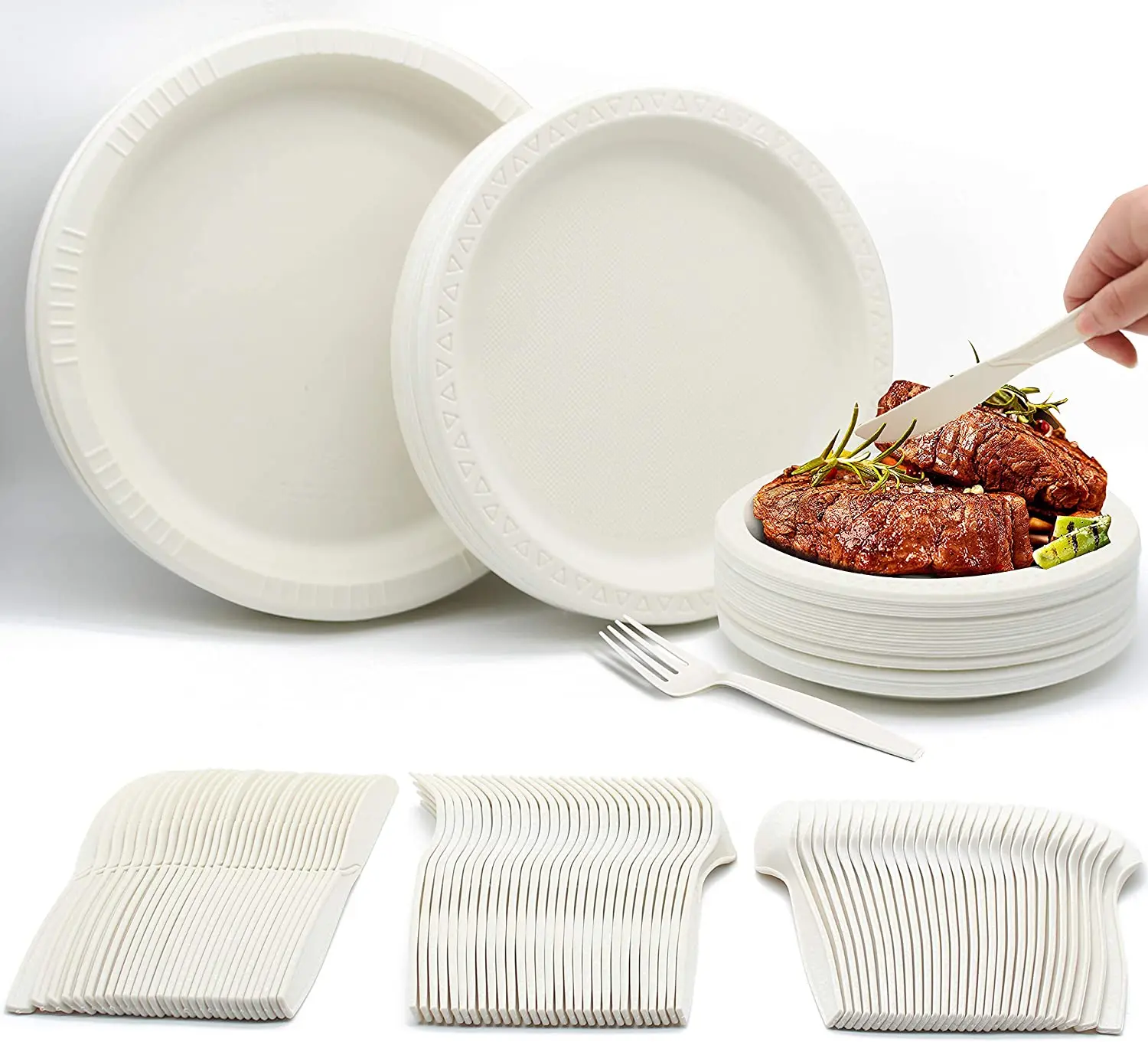 Eco Friendly 10inch Corn Starch Disposable Takeaway Disposable Biodegradable Cornstarch Plastic Plates