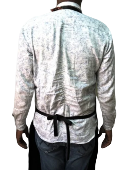 Genuine Leather Double Pocket Adjustable Buckle Closure Strap Handmade Black Leather Apron