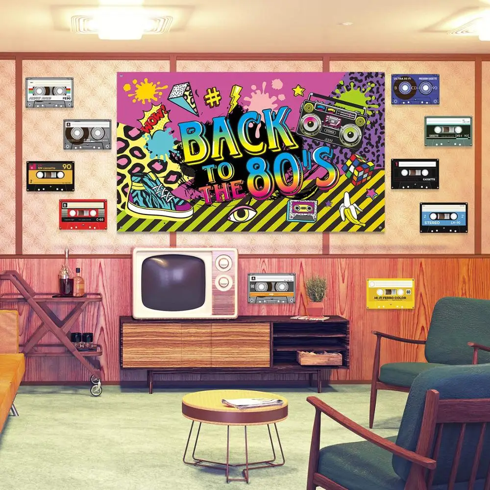 Photo Booth Backdrop Background Wall Decorating Kit 80s Party Decorations