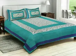 Hand Print Floral Cotton Printed Jaipuri Double Bedsheet with 2 Pillow Covers High Classical Finishing handmade Bed Sheet