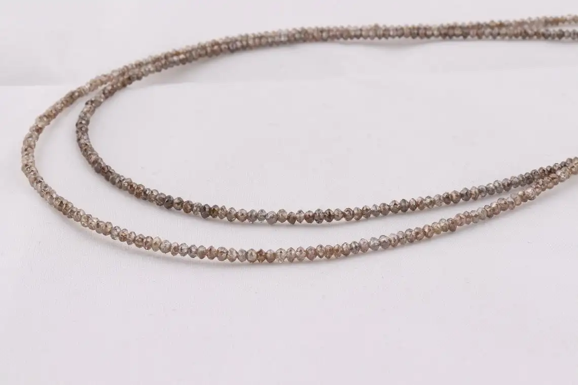 Natural Champagne Diamond Faceted Rondelle Beads LB Color Diamond Faceted Beads Strands For Jewelry Making