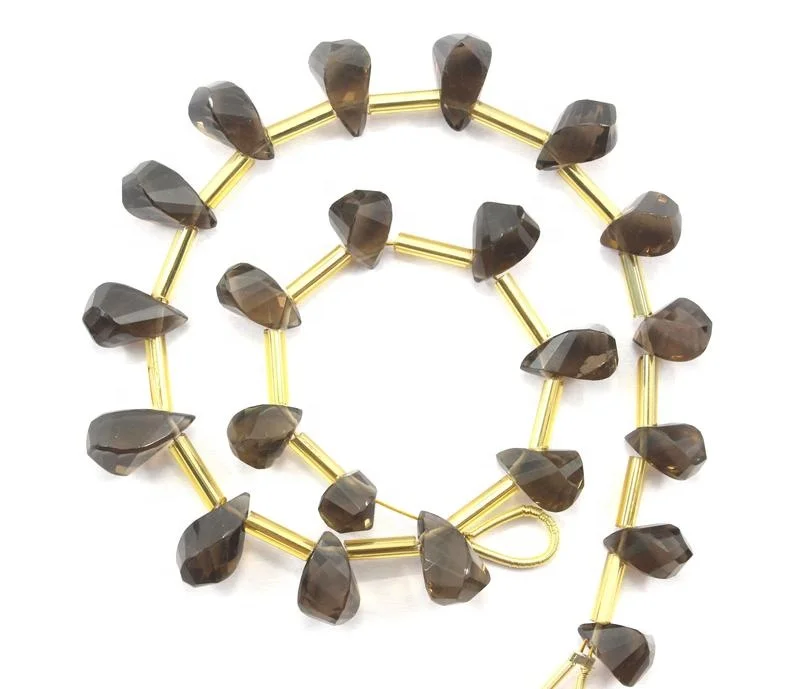 Natural Smoky Quartz Gemstone 22 Pieces Twisted Teardrop Shape Briolette Beads for Jewelry Making 2020 Popular