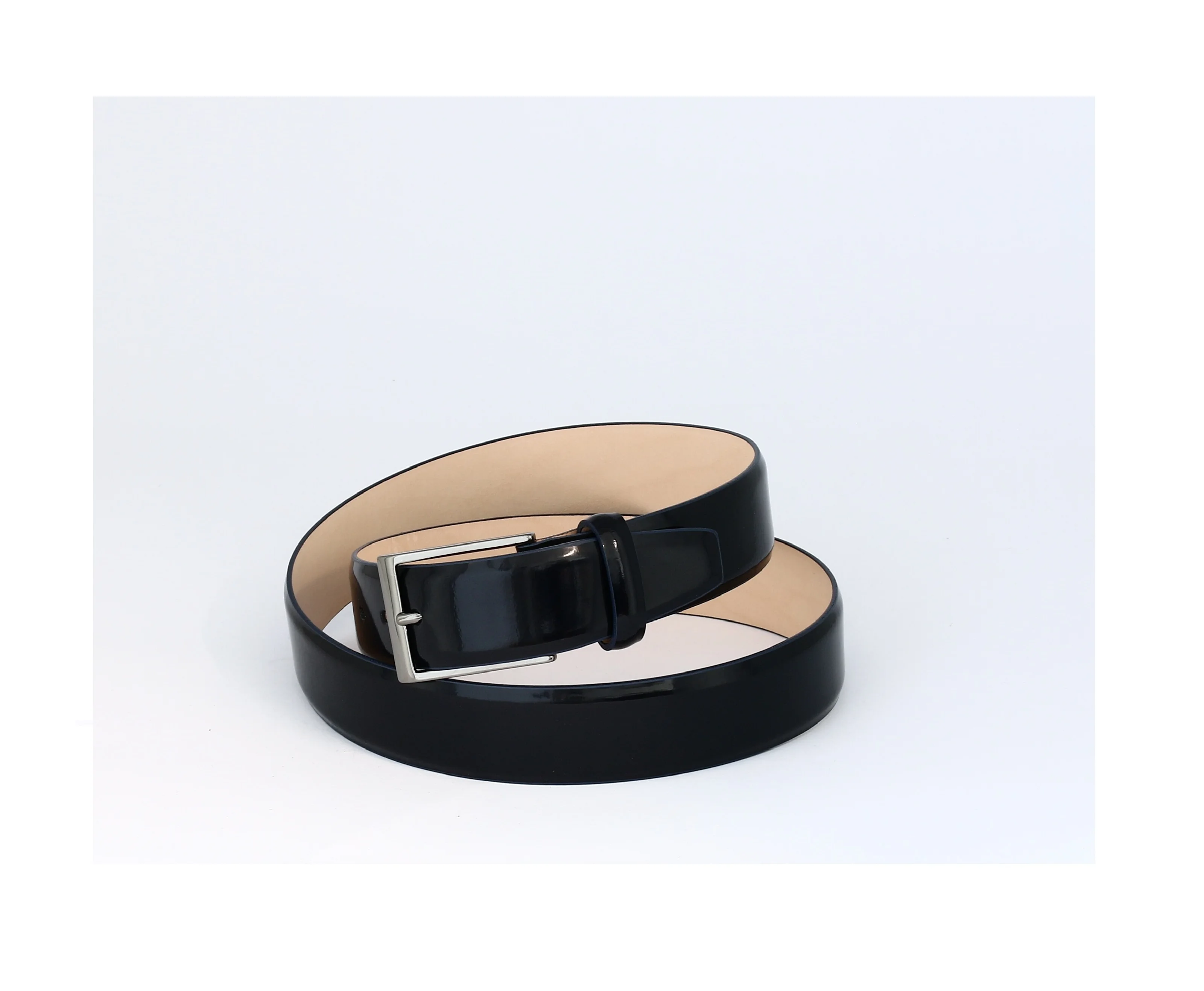 NAVY BLUE LEATHER BRUSHED LEATHER BELT