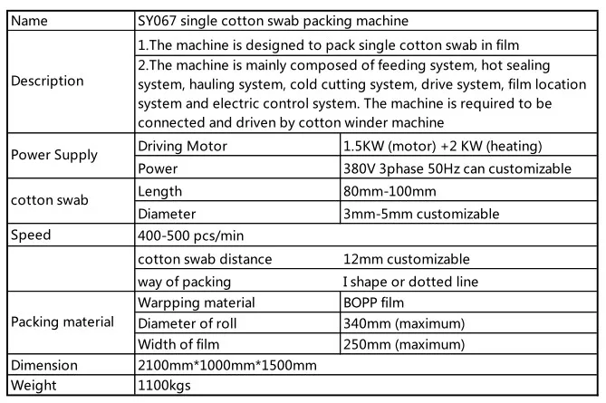Fully Automatic individual cotton swab wrapping packaging machine