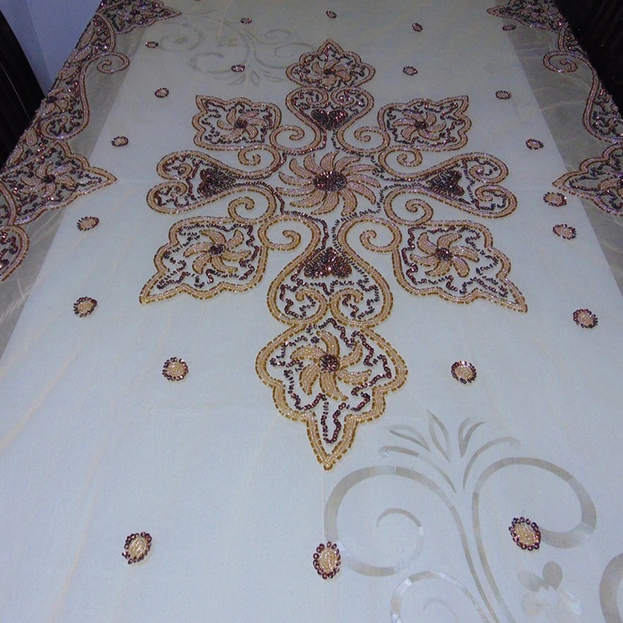 Golden Embroidered Dining 6 seater Table Cover