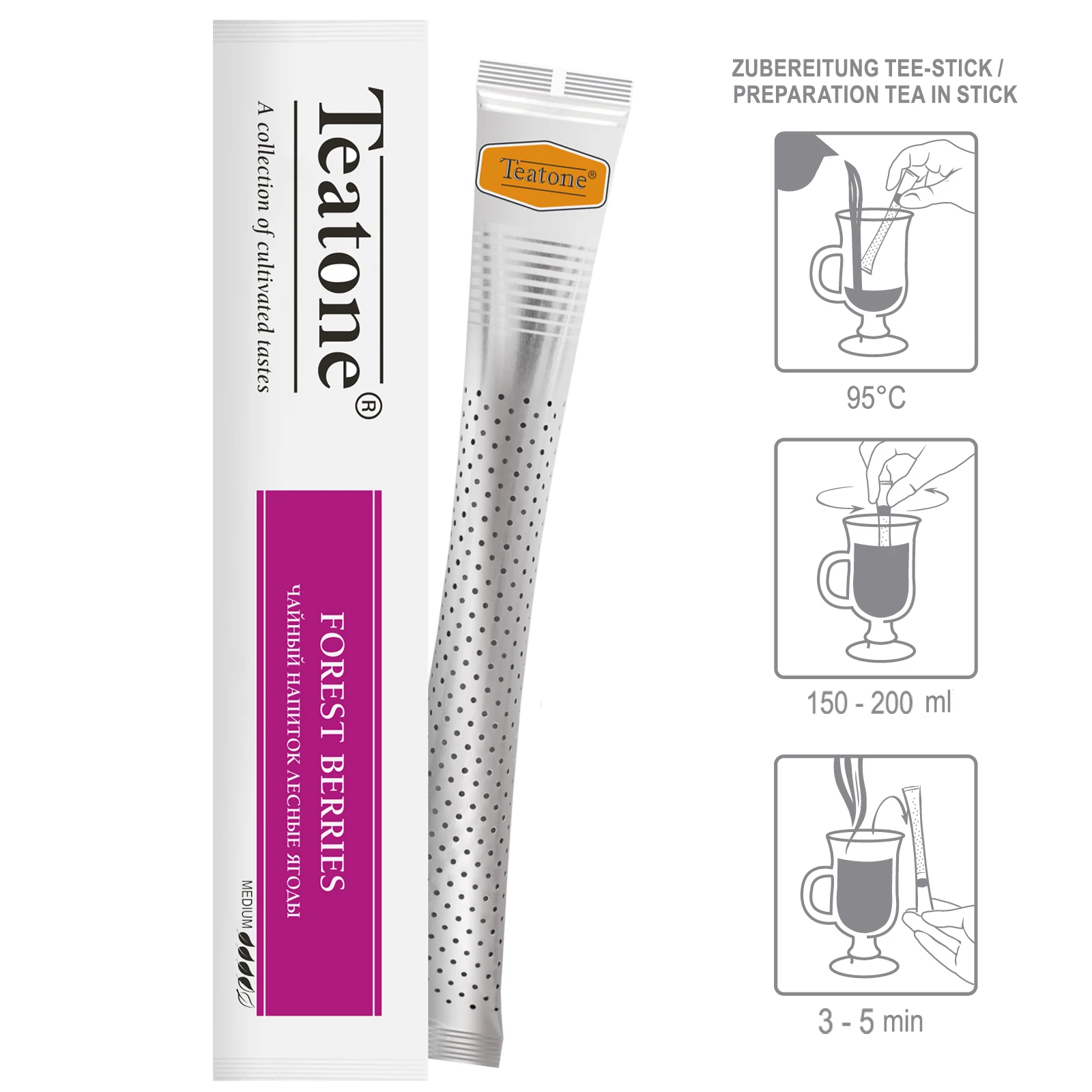 Forest berries in stick TEATONE 100 sticks in individual package * 2g High quality