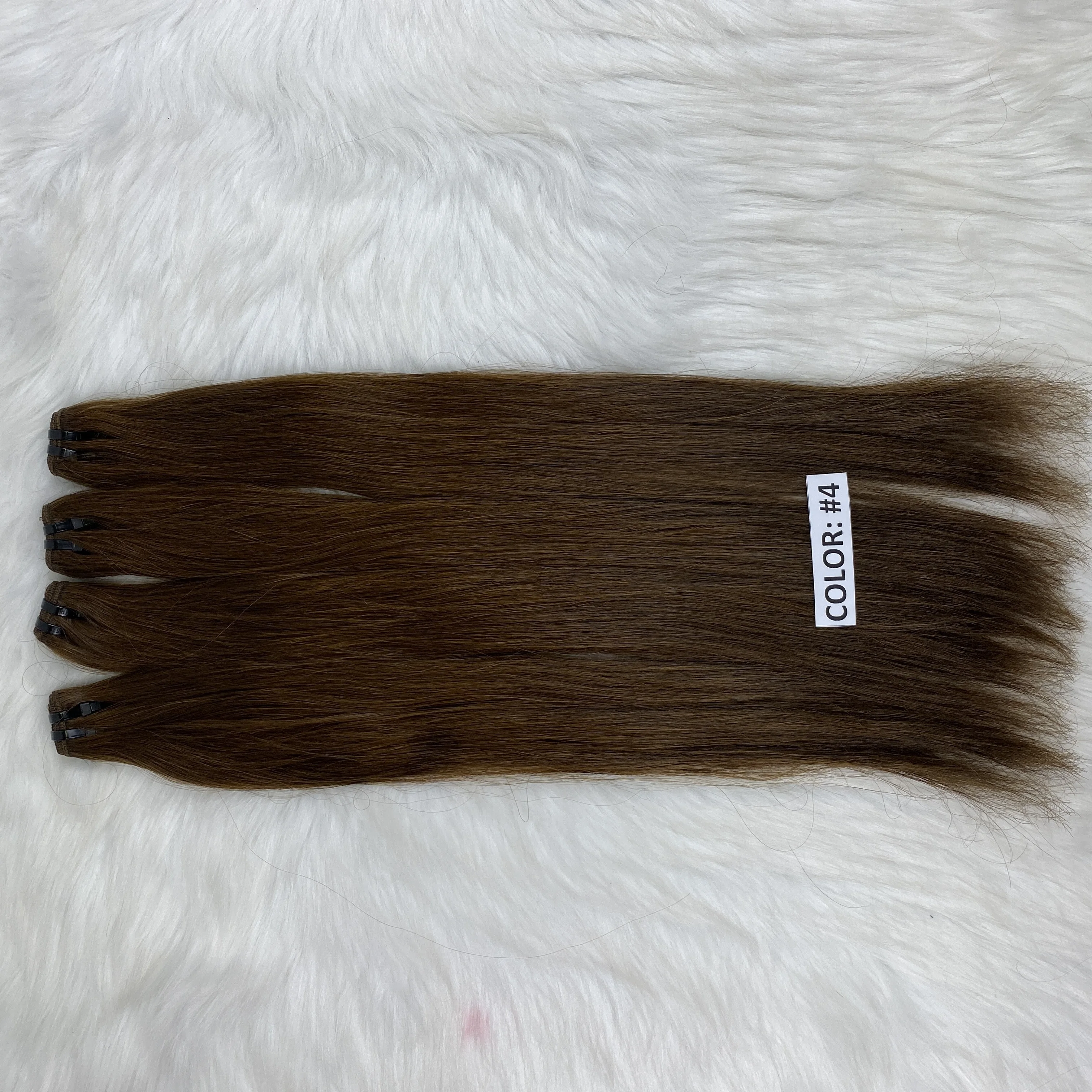 
Customized chestnut color machine weft hair 100% Vietnamese Remy Hair Unprocessed Bone Straight Hair Extension Distributor 