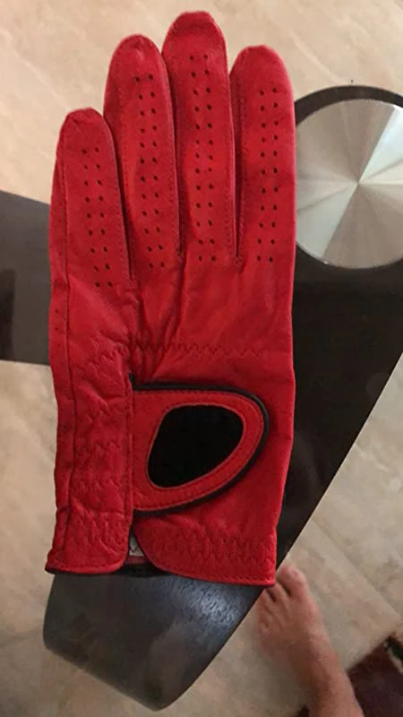 High quality full Leather palm  Printed Training red colored  titelist players golf gloves