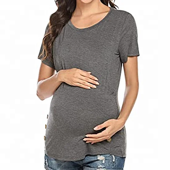 Топ для беременных Женская сорочка кормления с двойным слоем xxxl-l Большие размеры коротким рукавом
