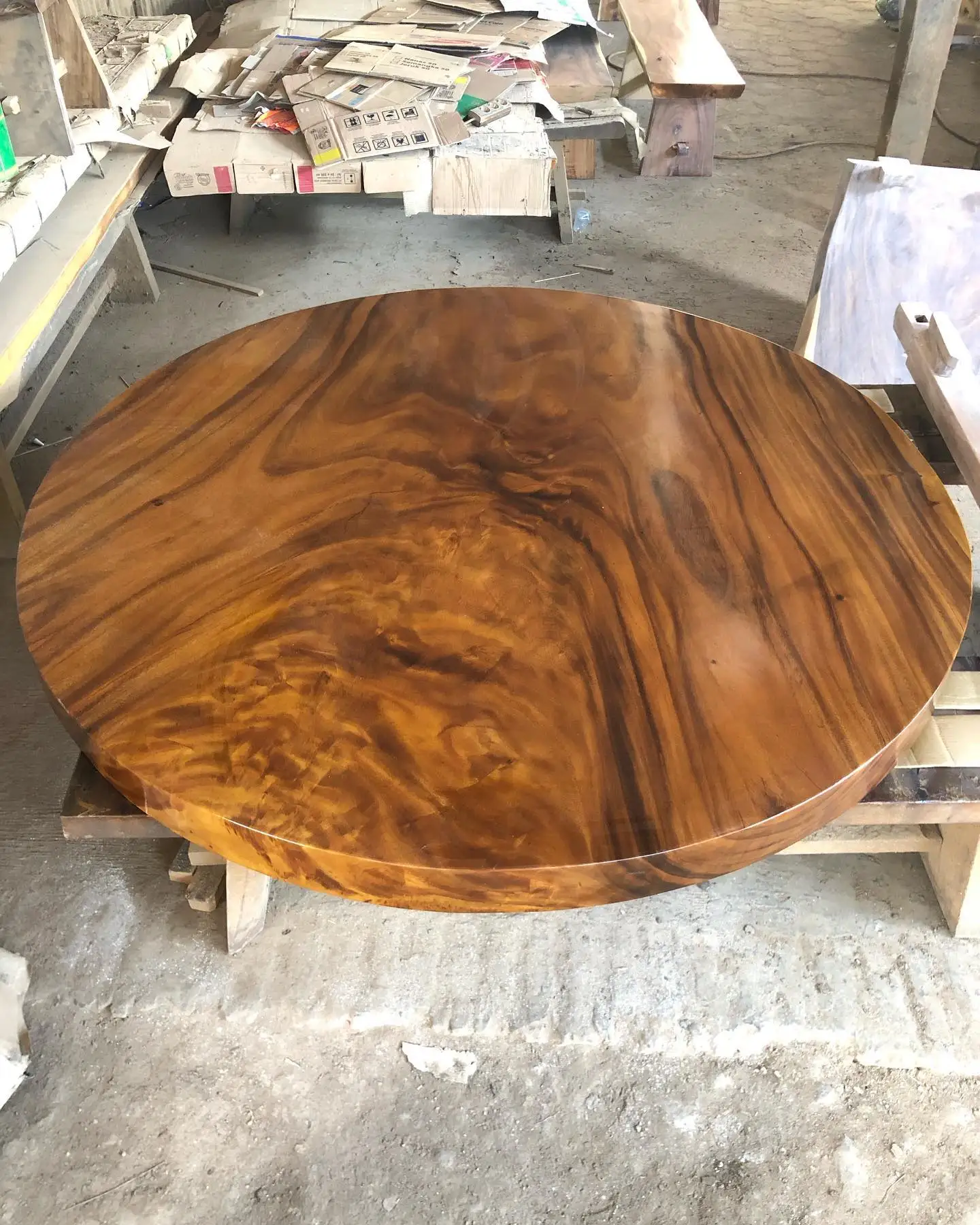 Top round table teak wood