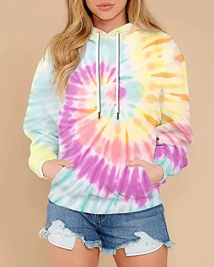 2021 Tie Dye Long Sleeve for mans and Women Clothing Rainbow Tie Dye Hoodie sweatshirts