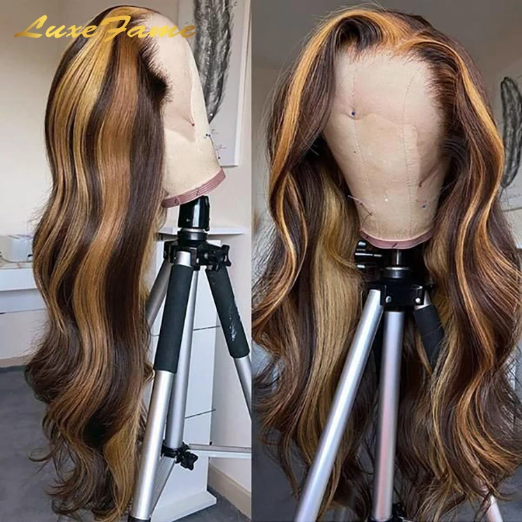 
P4/27 Highlight Color Hd Lace Front Human Hair Wig,Wholesale Hd Full Lace Human Hair Wig,Brazilian Colored Virgin Human Hair Wig 