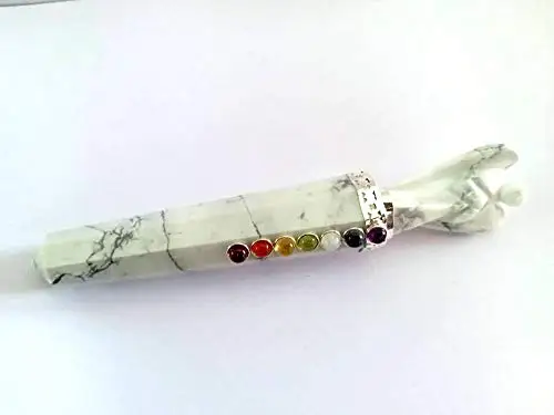  Струйная энергетическая волшебная палочка Howlite Angel Chakra приблизительно Заряженная чистая запрограммированная настоящая 5 - 6 дюймов бесплатная брошюра