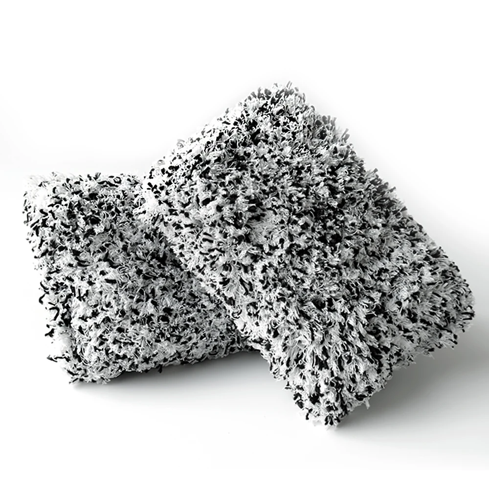 Пурпурная подушка для мытья автомобиля из микрофибры и вискозы OEM, уход за автомобилем, длинный ворс 16x23 см, Высококачественная пузырчатая очистка, Премиум качество