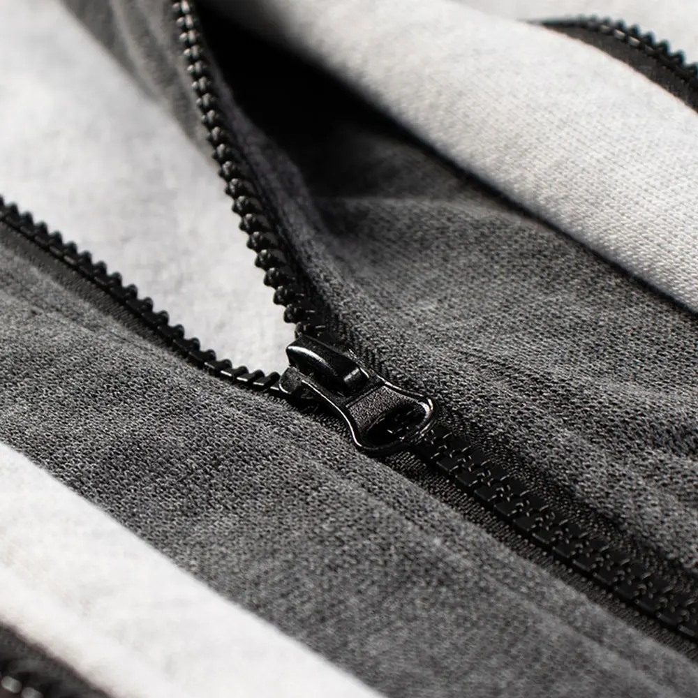Front Zipper Style Grey And White Color Men Hoodies Use In Winter