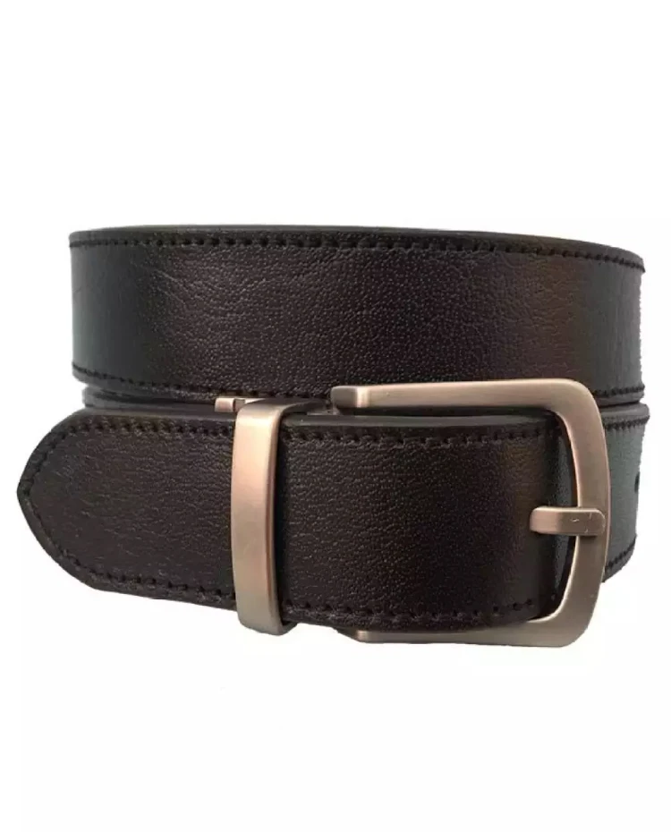 Handmade Leather Belt with Stitched Stainless Steel or Brass Buckle-Belts