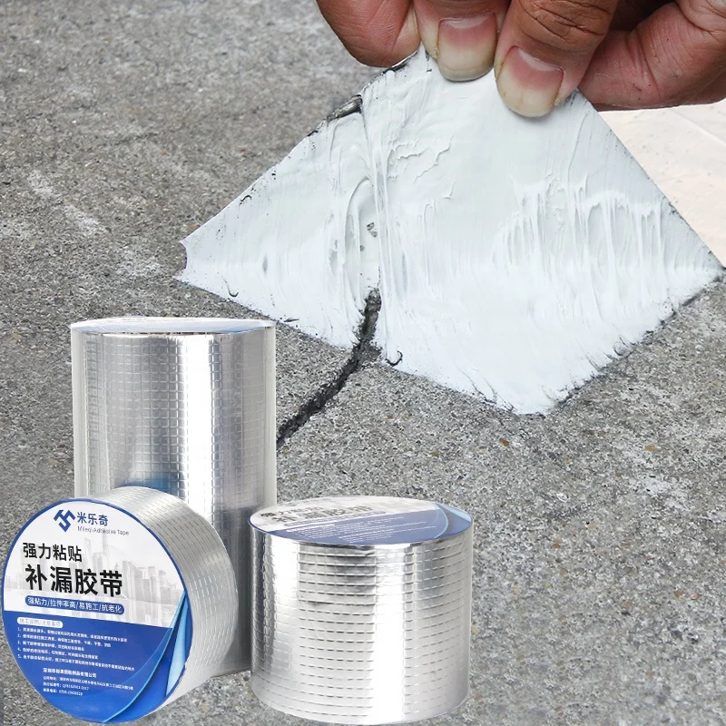 Mileqi high quality aluminum foil waterproof adhesive butyl rubber sealant tape for building roof top leak leakage repair