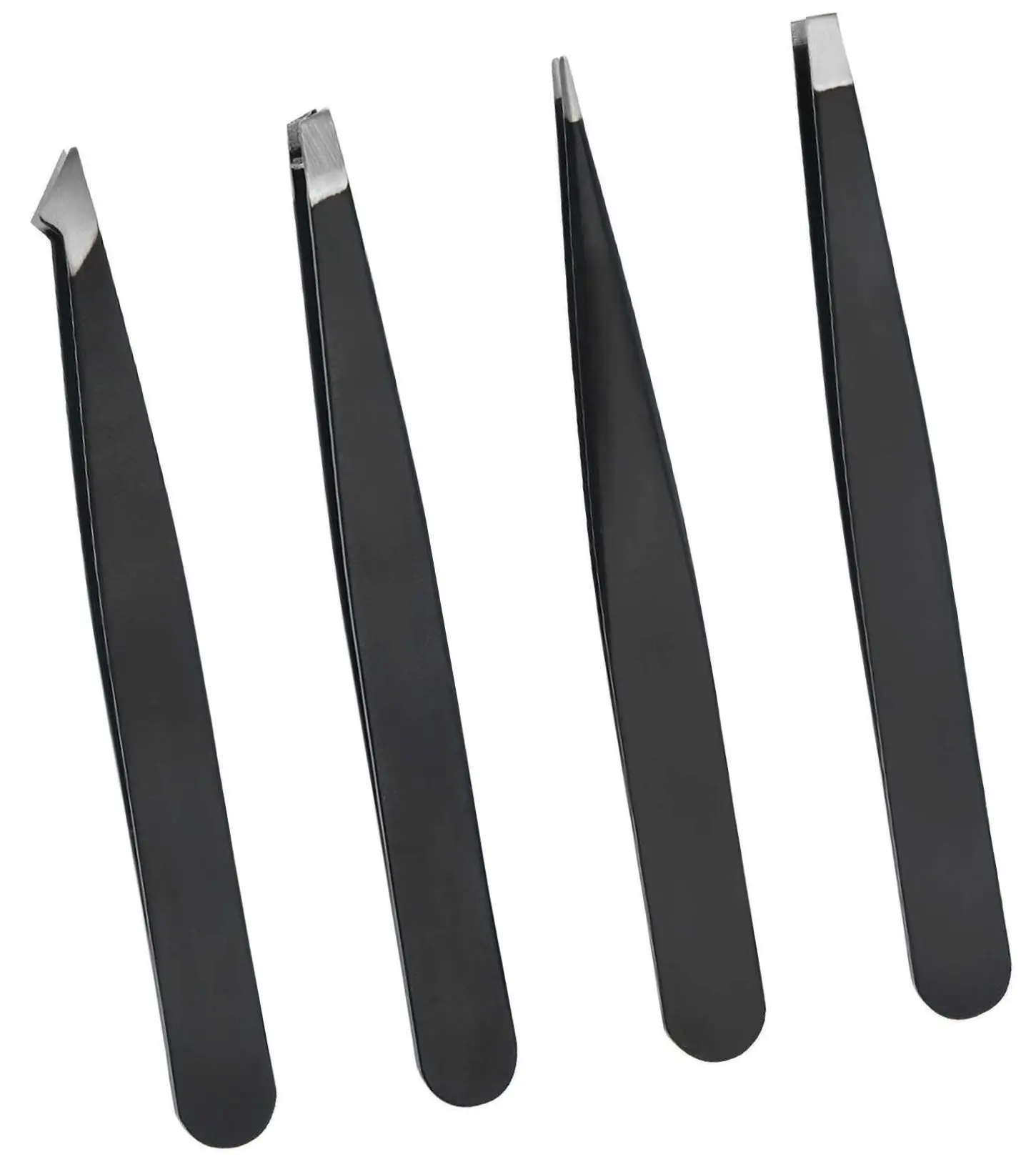 Tweezers Set 4 Pieces Professional Stainless Steel Tweezers Eyebrow Shaper Best Tweezers for Eyebrows with Leather Travel Case