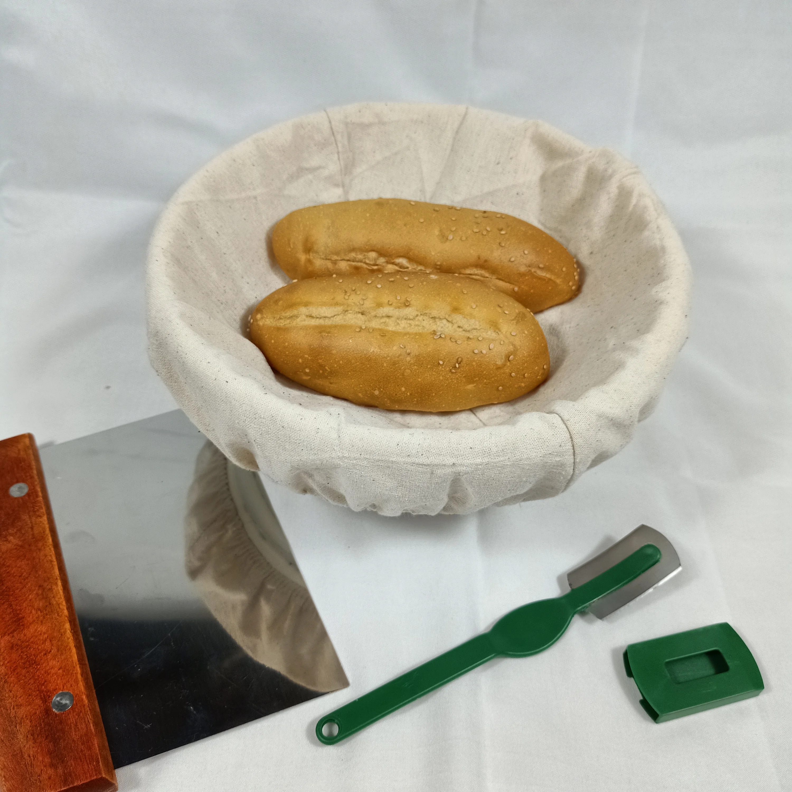 Ручная работа Vietbay ремесла натуральный 9 10 дюймов круглый корзина для хлеба набор из ротанга с льняной тканью