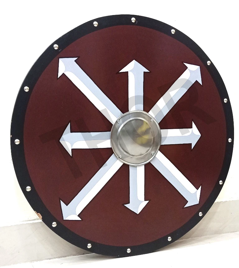 White Red Armor Shield  Captain Round Shield Leather Grip Wall Decor Shield