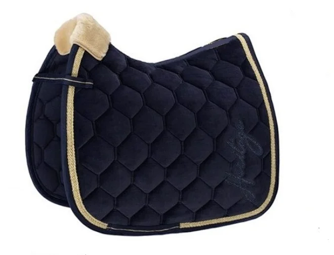 Navy Saddle Pad Set, made of Cotton/Velvet/Satin for Horse