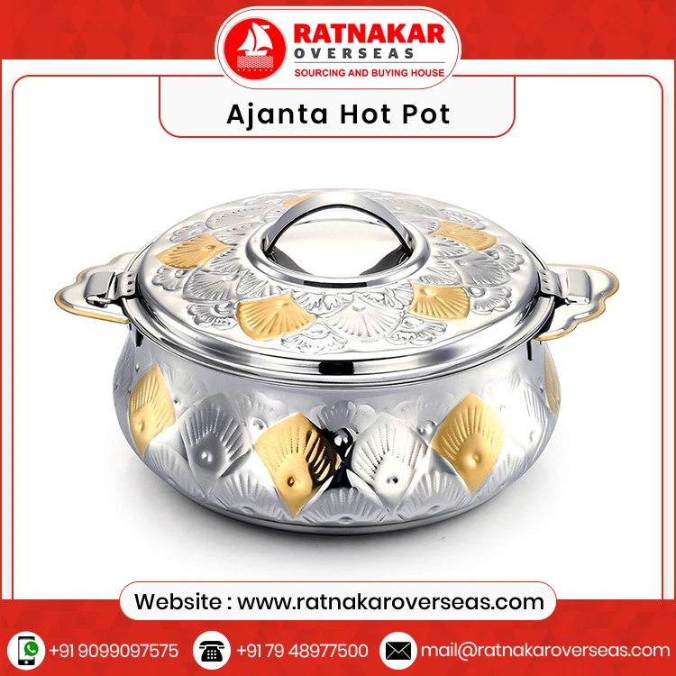 Best Selling Ajanta Hot Pot With Nakshi And Gold Hotpot Bulk Manufacturer Supplier From India