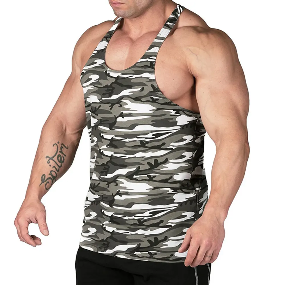 Wholesale Sports Sleeveless Cotton Vest Slim Fit Gym Mens Camo Singlet Stringer | Men Bodybuilding Fitness Sleeveless Vest