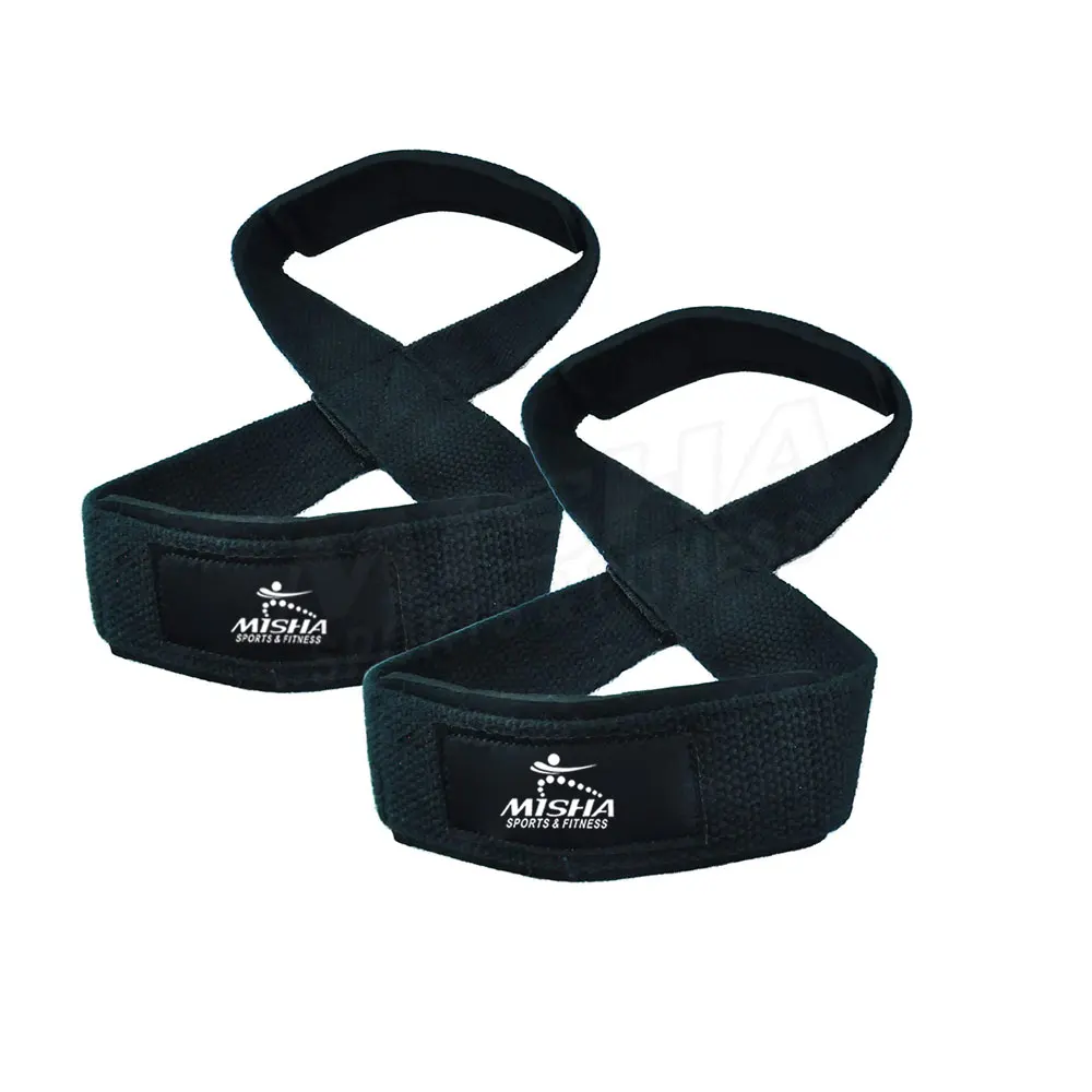 Custom Logo Figure 8 Weight Lifting Straps Gym Workout Gym Training Powerlifting Wrist Straps Figure 8 Straps