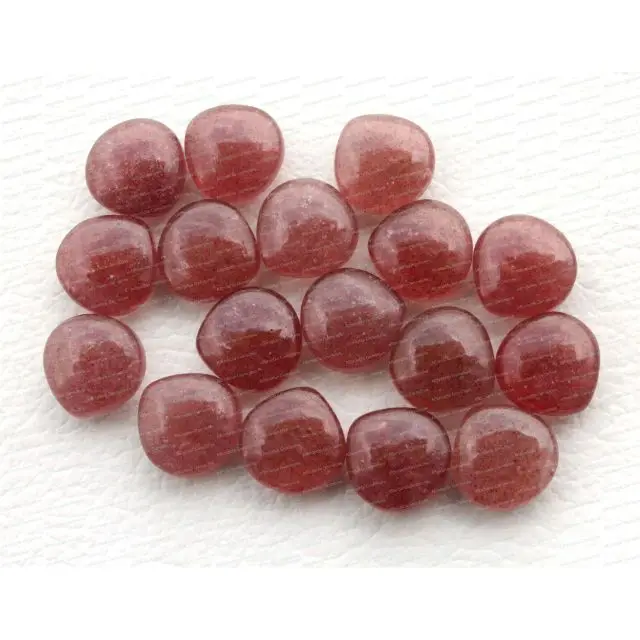 Natural Pink Strawberry Drilled Heart Shape Gemstone Handmade Stone Cabochon Gemstones Natural Gems jewelry Size 12x12  MM