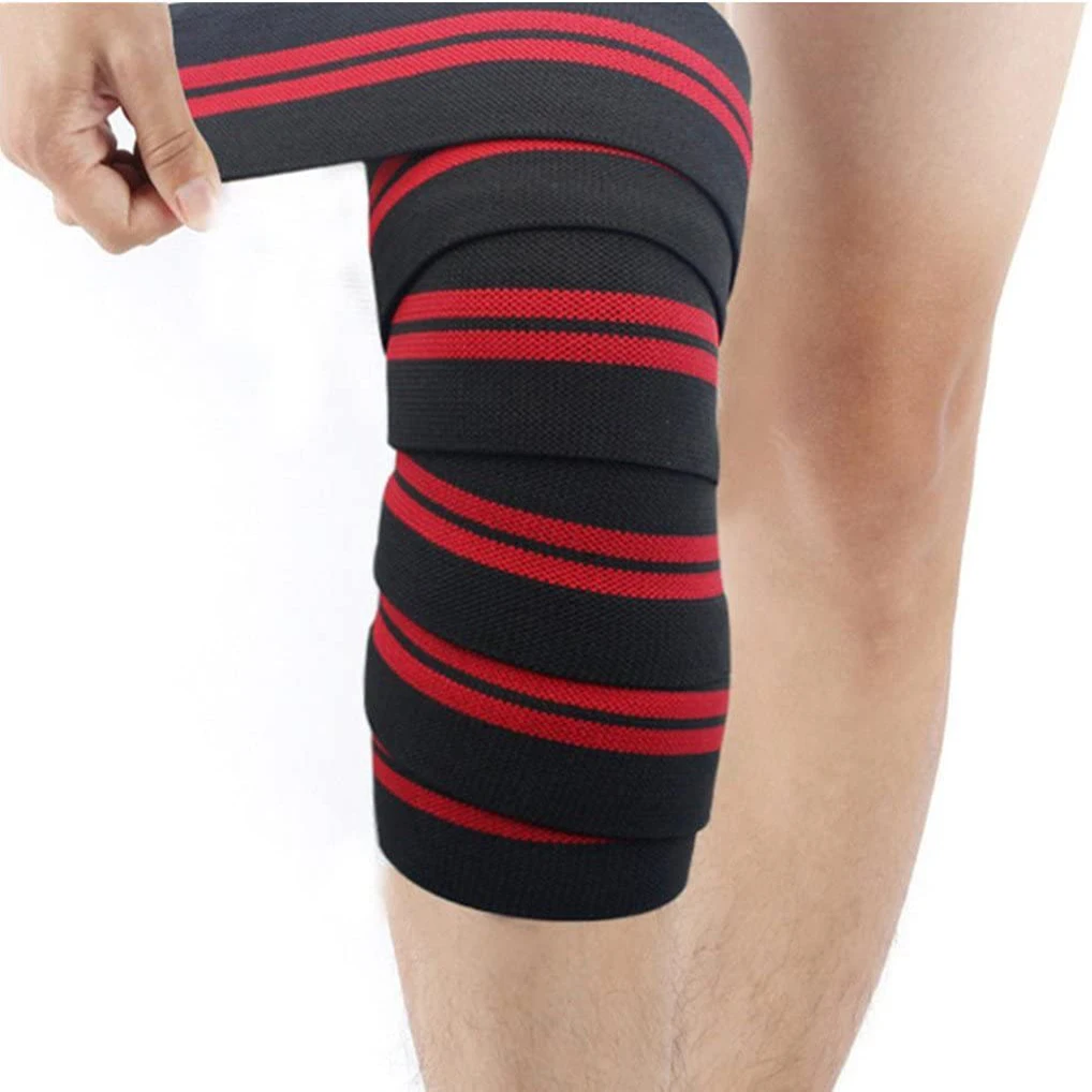 2021 Amazon Hot Sale OEM Heavy Duty Fitness Weightlifting Knee Wraps Powerlifting Weightlifting Squat Knee Wraps Leg Tie Bandage