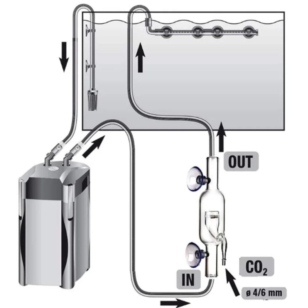 Aquatics Inline Diffuser 12/16 16/22 Glass CO2 Atomizer Bubble Diffuser Reactor Injector for Planted Aquariums Fish Tanks