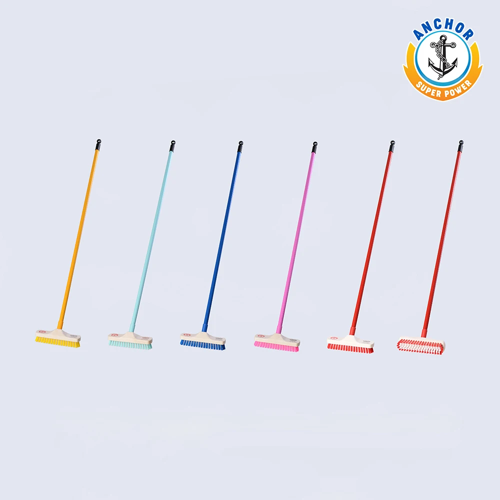 New Supplier Anchor Hard PP Bristle Large Size Broom with Steel Handle for Indoor & Outdoor Cleaning