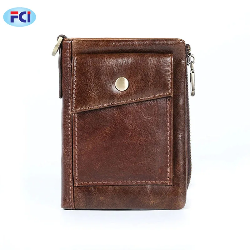 New Genuine Leather Men Wallet Coin Purse Small Short Card Holder Male Leather Wallet Zipper Pocket