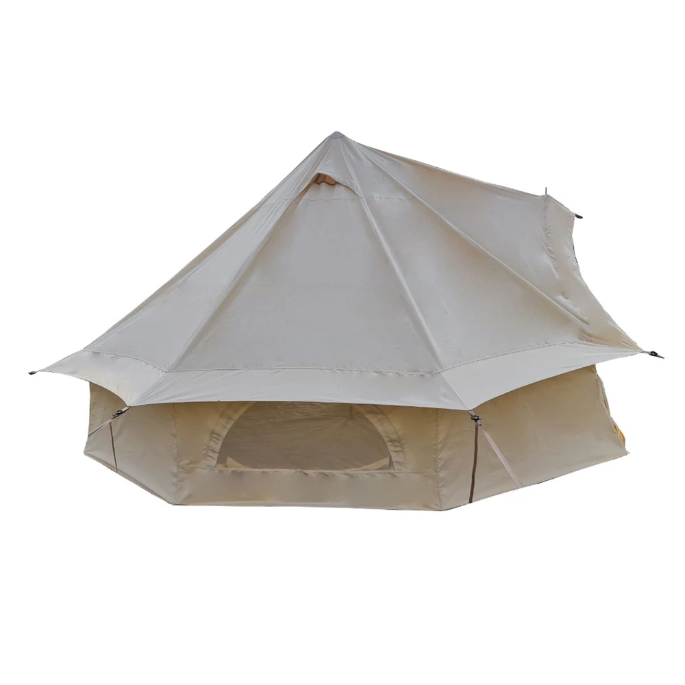 Cotton Canvas Bell Tents 4 Door for Sale / Outdoor waterproof double camping luxury safari tent Canvas bell camping Temp home