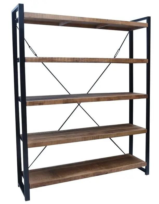 Iron Pipes Office Furniture Metal Shelf Bookcases Home Solid Wood Living Room Furniture Wooden Modern Light Weight Bookcase