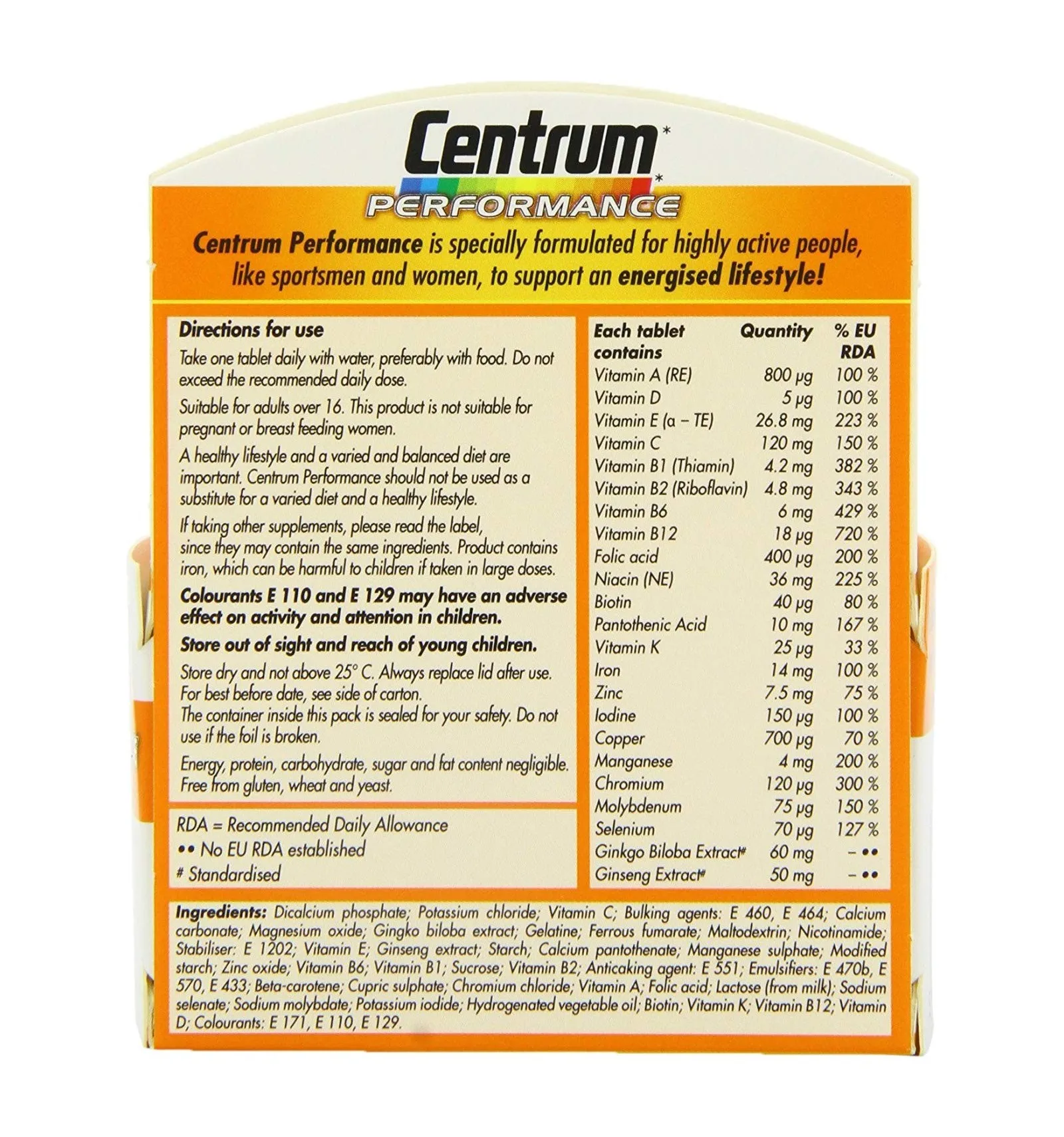 
Centrum Performance Multivitamin Tablets - (30 Tablets) | 5000309008245 (Centrum Performance Tab) 