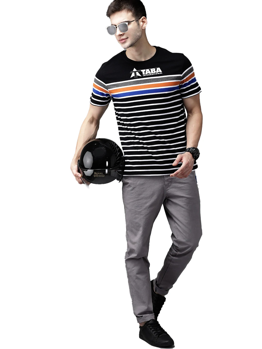 Мужская черно-белая футболка в полоску из чистого хлопка с круглым вырезом 2021 на заказ 100%