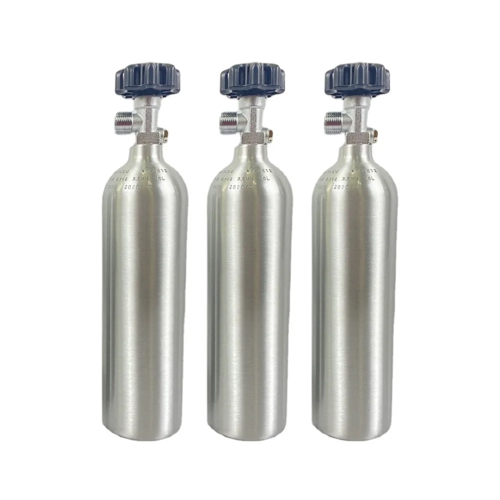 Taiwan factory 1L Refillable gas CO2 Aluminum Cylinder with w21.8 lateral valve for aquarium