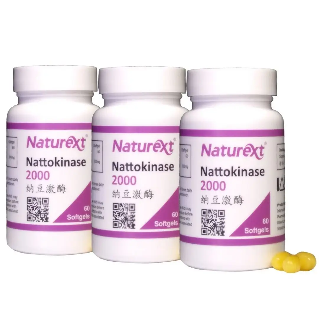 Made in Singapore Nattokinase 2000 Antithrombotic and support Healthy Blood Circulation Safe Approved
