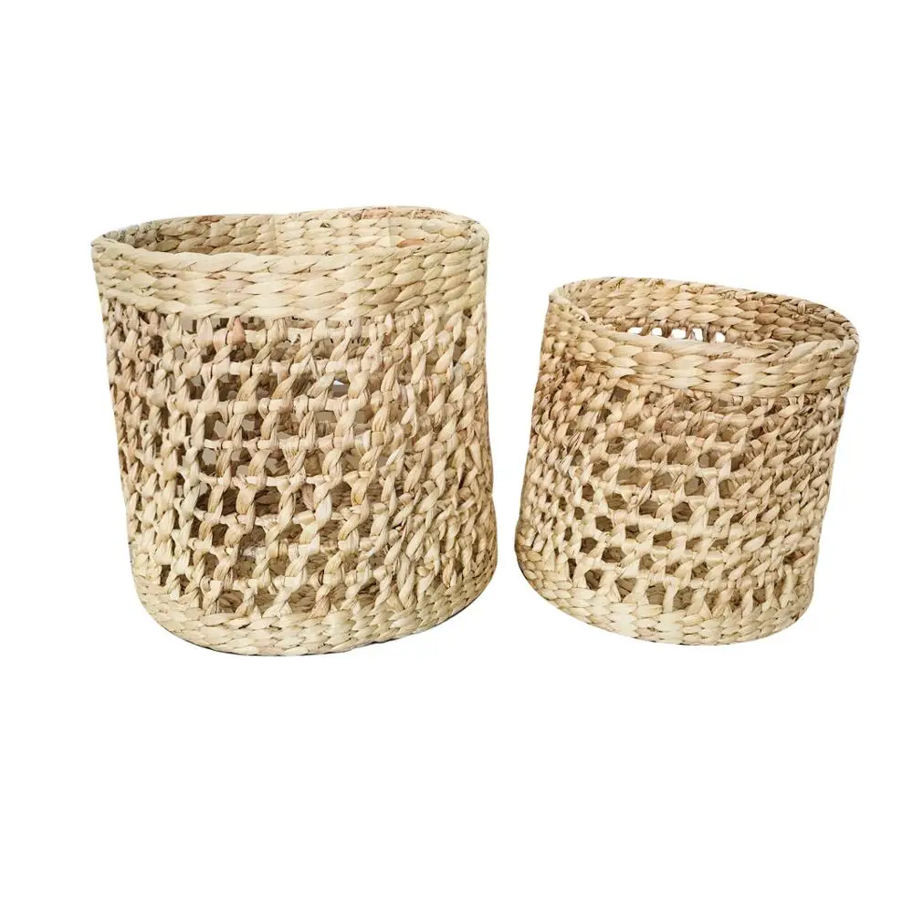 Water Hyacinth Round Storage Basket and Wicker