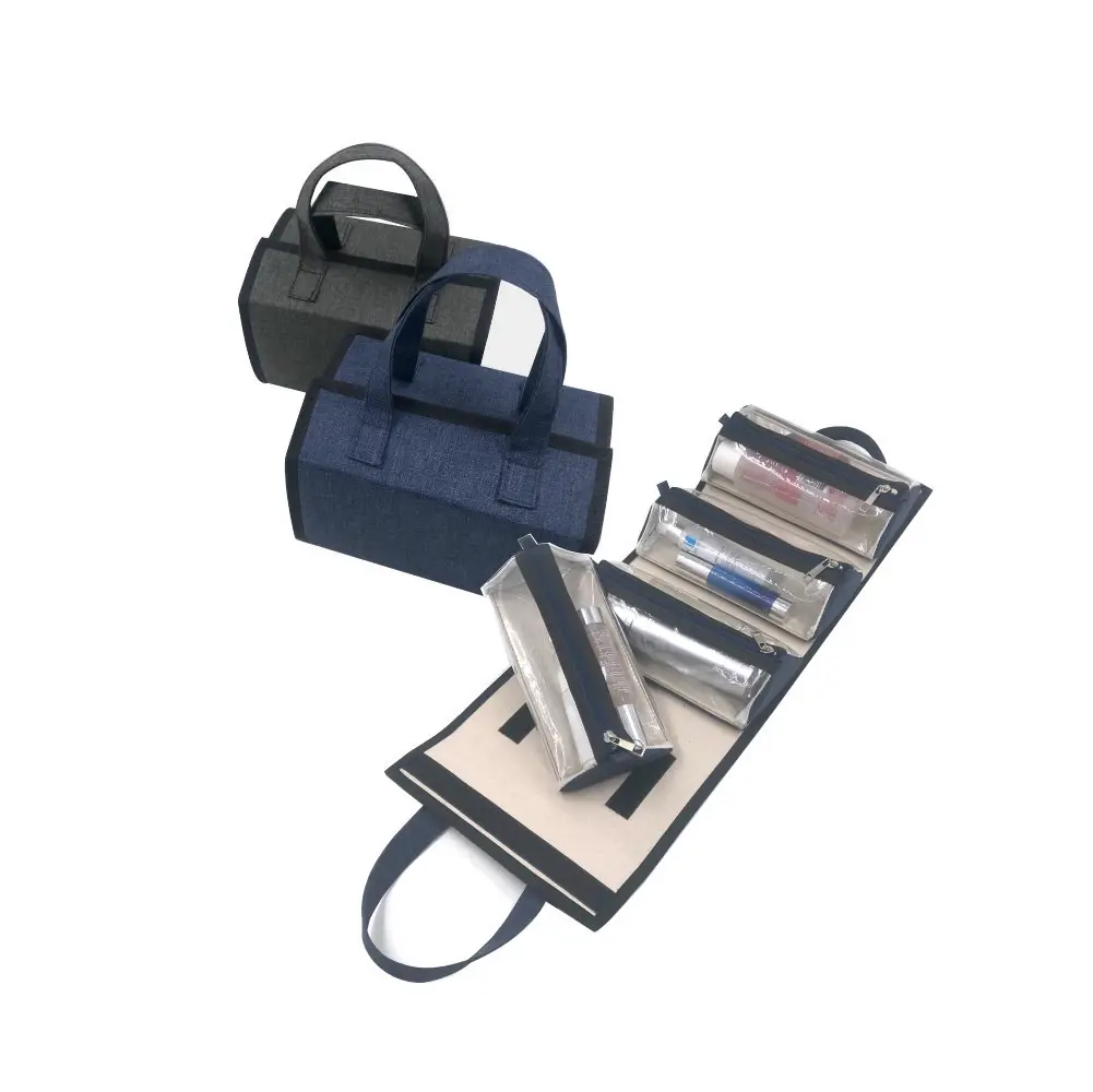 Large Capacity 4 in 1 Detachable Makeup Pouches Folding Organizer Travel Roll Up Cosmetic Toiletry Bag