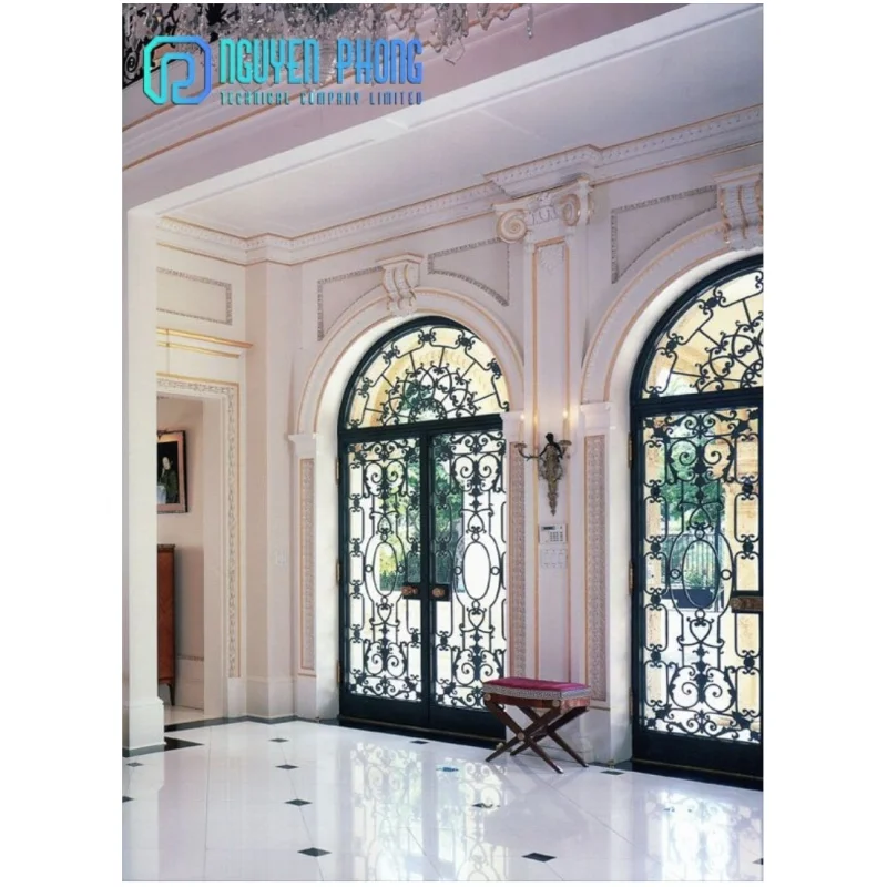  Последний дизайн двойной входной двери для наружной стальной кованая железная дверь входная безопасности