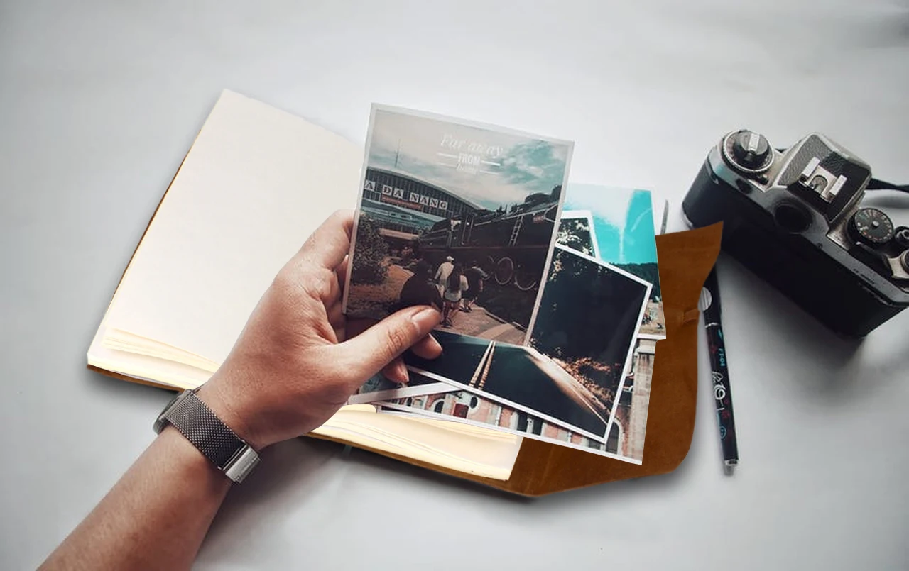 Vintage Leather Photo Album Scrapbook Style Pages Professional Wedding Large Size Handmade Craft Paper with Gift Box for Him Her