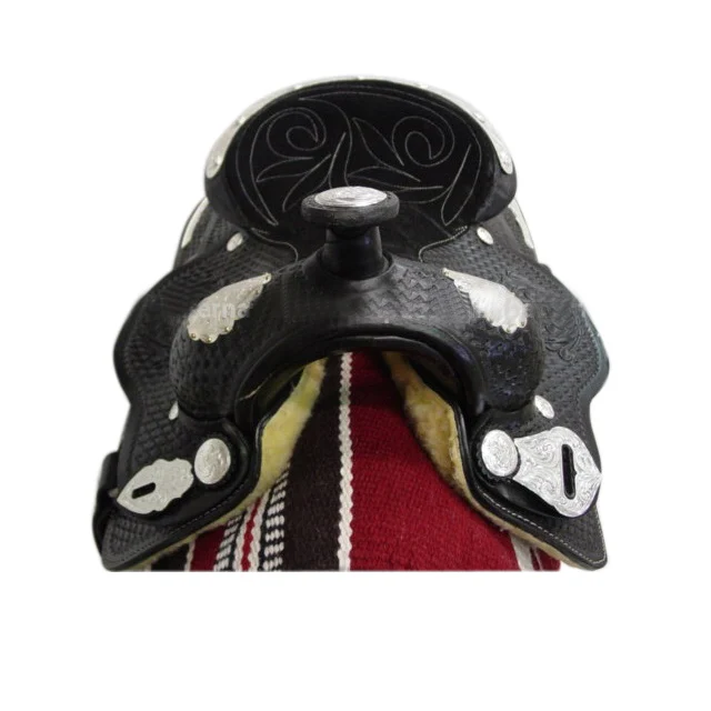 Leather horse saddle western saddle with fenders and girths