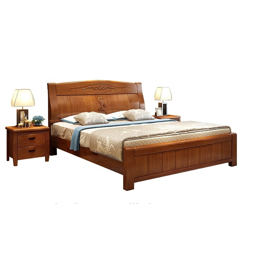 Hot Sell Latest Design Solid Wood King Size Double Bed