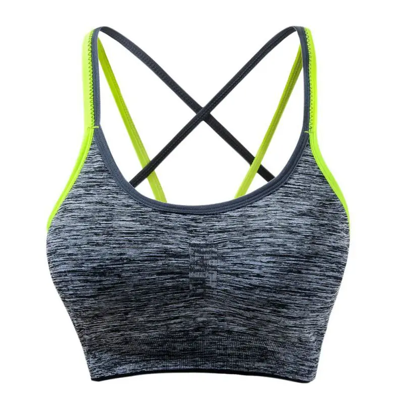 
top quality sports br back strips Shoulder strap custom LOGO Cross Shoulder Strap Fitness Yoga Gym Women Bra Seamless Sports Bra 