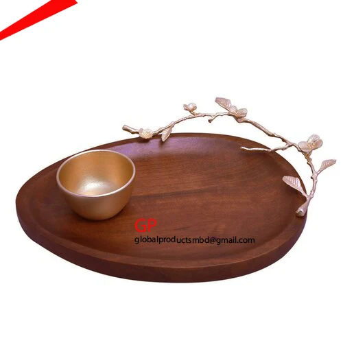 luxury eco friendly wooden chip dip bowl organic salad bowl