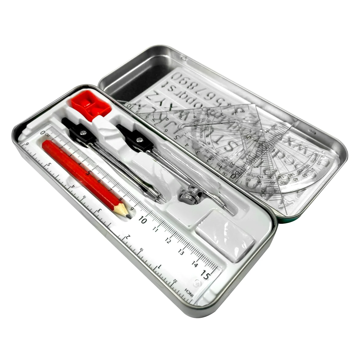 Набор из 10 математических геометрических фигур металлический жестяной ящик компас с точкой безопасности математический
